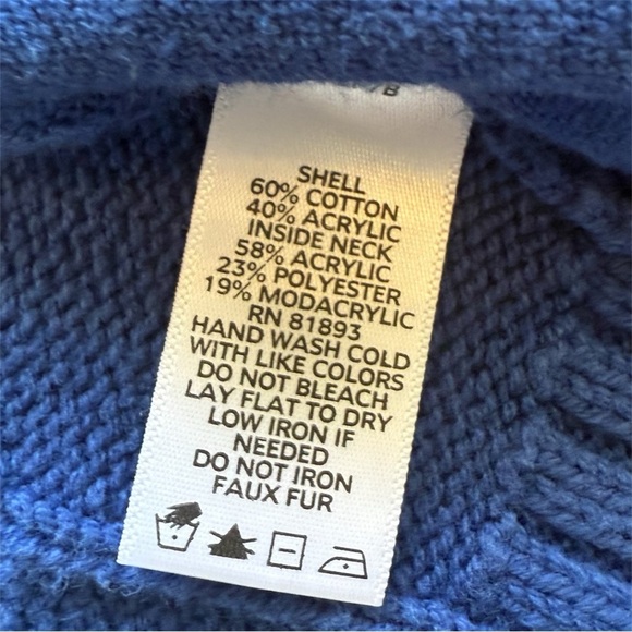 Liz Claiborne Full Zip Cable Knit Sweater Vest With Faux Fur Collar Size M - Picture 4 of 4